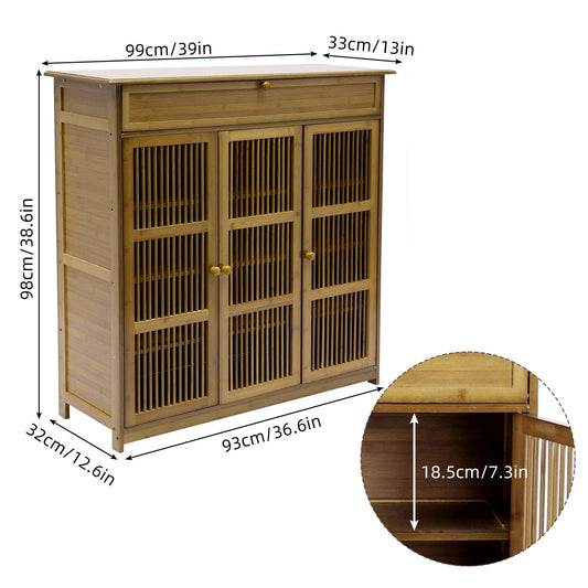 4-Tier Shoe Storage Cabinet with 3 Doors – Freestanding Shoe Rack Organiser for Entryway, Hallway & Closet