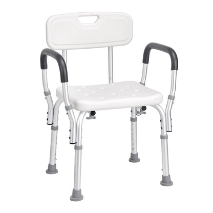 Height Adjustable Shower Chair with Back Support & Non-Slip Stability
