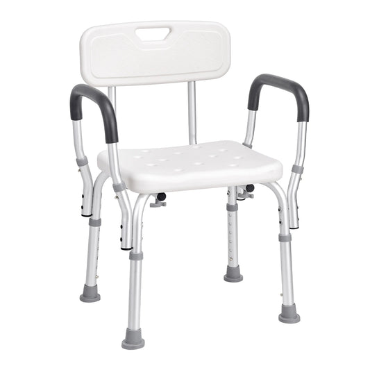 Height Adjustable Shower Chair with Back Support & Non-Slip Stability