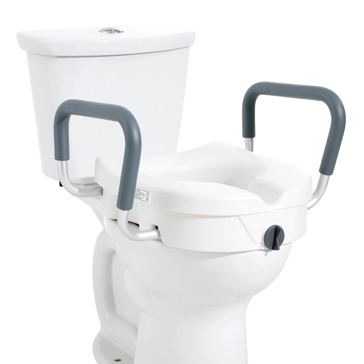 Elevated Toilet Seat with Padded Armrests & Secure Twist-Lock Fit