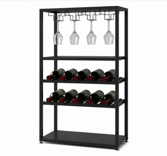 Wine storage display cabinet: a metal bar cabinet drinks rack freestanding alcohol display shelf for home bar black or white