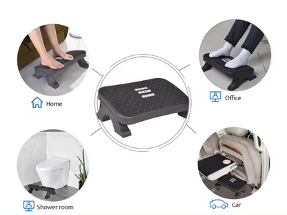 Foot Rest – Adjustable Height, Massage Rollers, Non Slip, Black