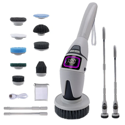 10 in-1 smart electric cleaning brush for effortless bathroom, kitchen and household cleaning - with voice prompts