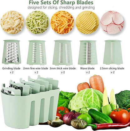 Vegetable Slicer – 5-in-1 Rotary, Mandoline, Suction Base, Multi-Function