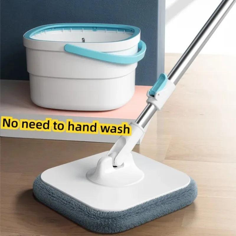 Spin mop with bucket and water separation system, effortless cleaning with automatic wringing design - no need to hand wash