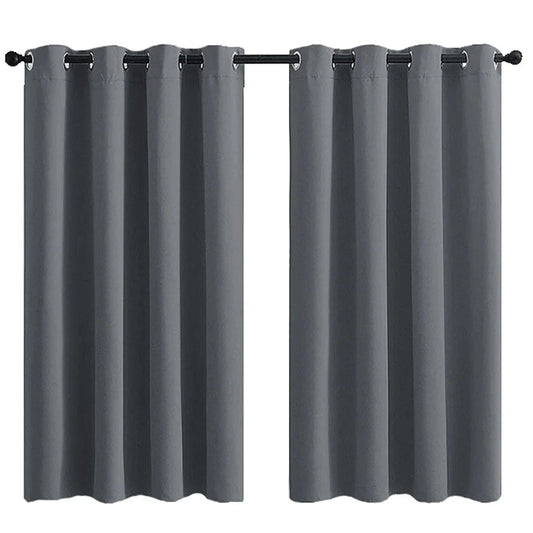 99% blackout curtains extra wide bedroom curtains thermal blockout curtains set 2 panels soft fabric AU - Grey