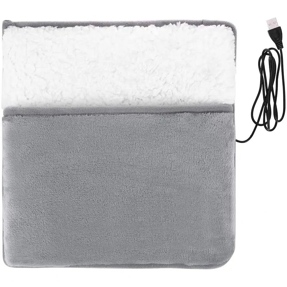 Foot Warmer – USB Heated, 10W, Plush Flannel, Grey
