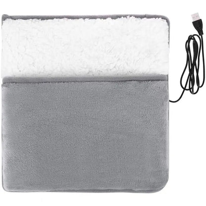 Foot Warmer – USB Heated, 10W, Plush Flannel, Grey