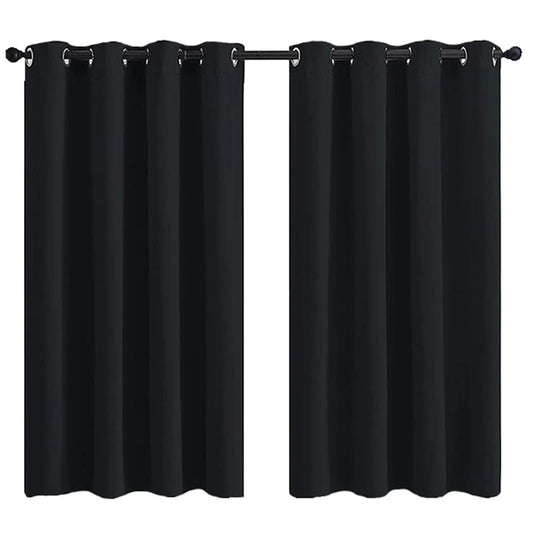 99% blackout curtains extra wide bedroom curtains thermal blockout curtains set 2 panels soft fabric AU - midnight black