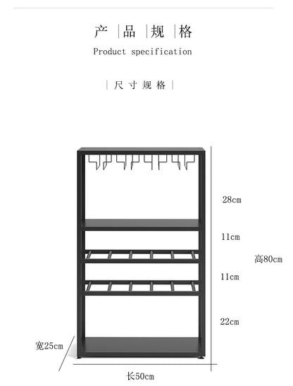 Wine storage display cabinet: a metal bar cabinet drinks rack freestanding alcohol display shelf for home bar black or white